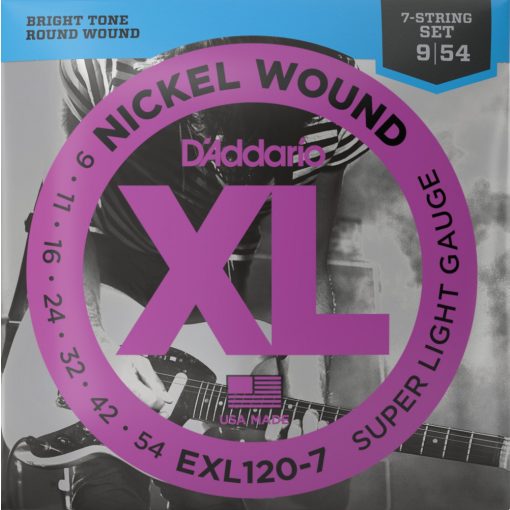 D'Addario EXL120-7 elektromos gtárhúr készlet 9-54